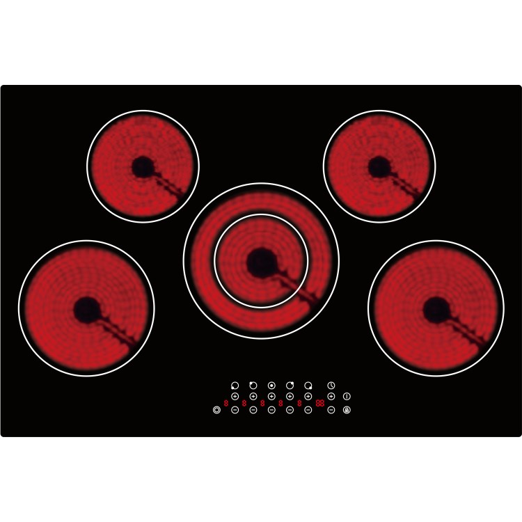 GRADE A2 - electriQ 77cm 5 Zone Touch Control Ceramic Hob