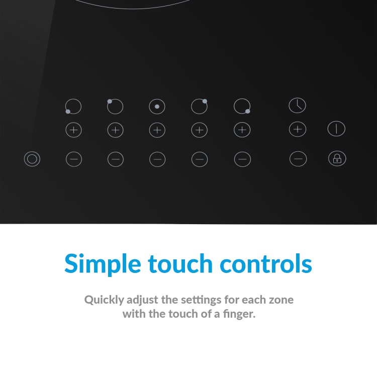 GRADE A2 - electriQ 77cm 5 Zone Touch Control Ceramic Hob