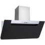 Refurbished electriQ eIQCHB90B 90cm Angled Cooker Hood with Optional Chimney Black Glass and Stainless Steel