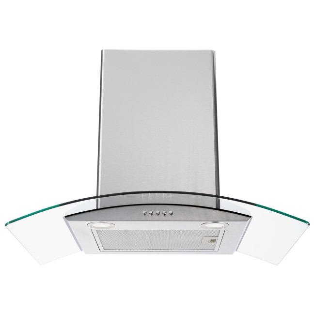 electriQ 70cm Curved Glass Chimney Cooker Hood - Stainless Steel