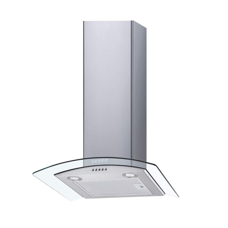 GRADE A1 - electriQ 70cm Curved Glass Chimney Cooker Hood in Stainless Steel  - 5 Years warranty