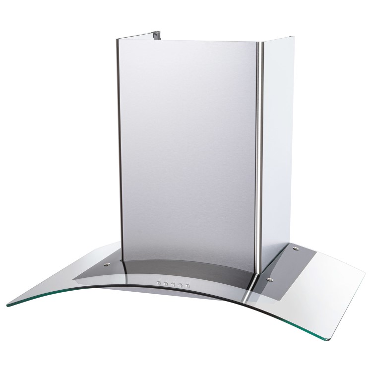 electriQ 70cm Curved Glass Chimney Cooker Hood - Stainless Steel