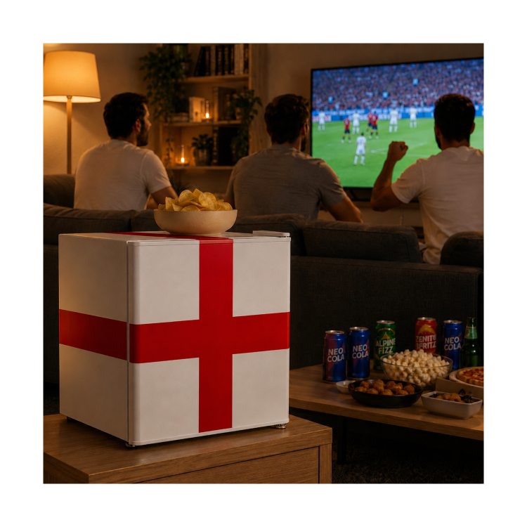 electriQ 48 Litre Drinks Fridge – England Flag Design