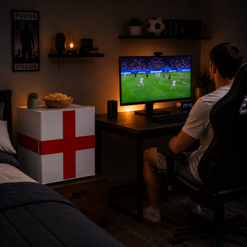 GRADE A1 - electriQ 48 Litre Drinks Fridge – England Flag Design