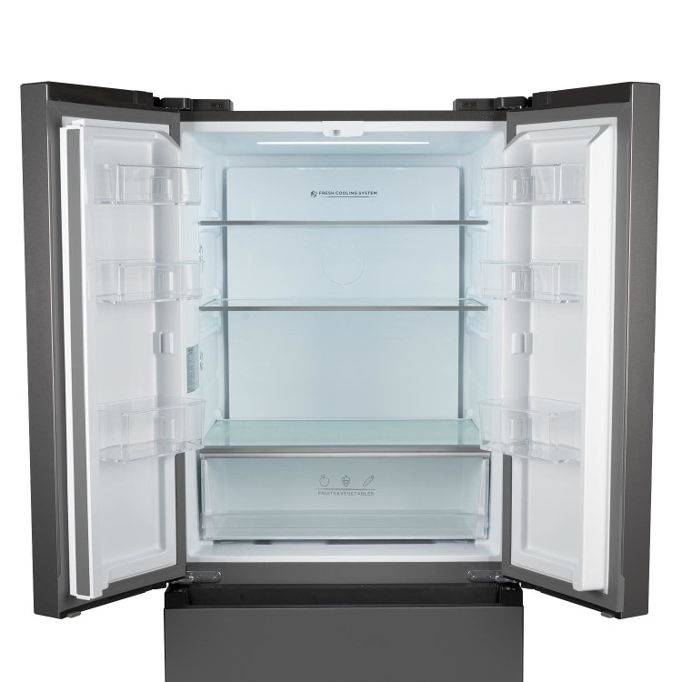 Refurbished electriQ eiQFD70FF 391 Litre Frost Free American Fridge Freezer Stainless Steel