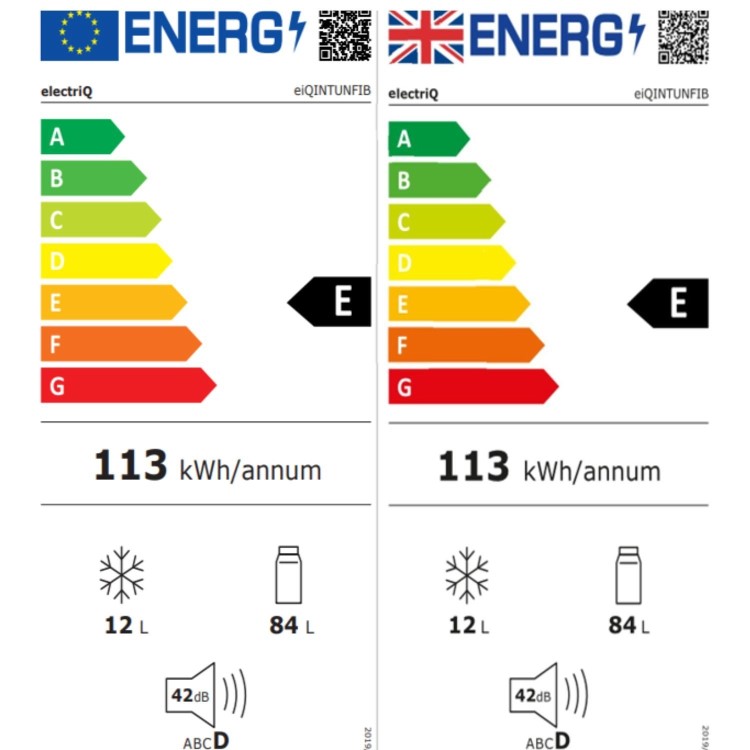 electriQ 96L Integrated Under Counter Fridge with Ice Box