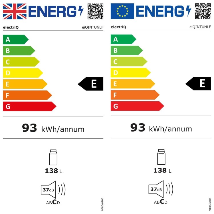 electriQ 110L Integrated Under Counter Larder Fridge