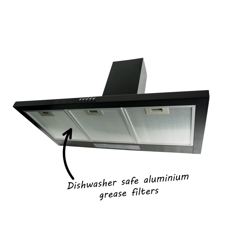 GRADE A3 - electriQ 90cm Traditional Chimney Cooker Hood in Black - 5 Year warranty