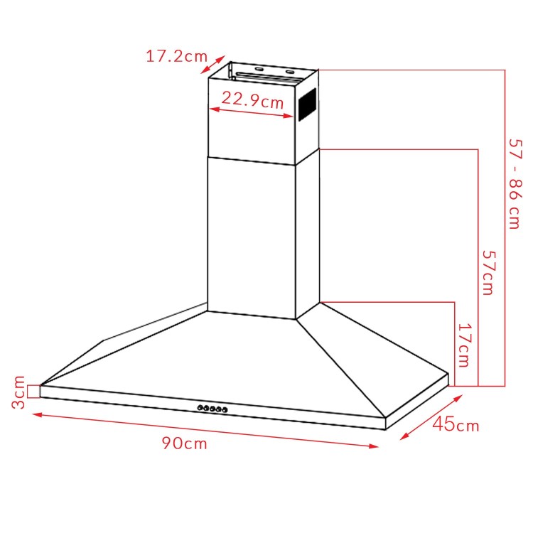 GRADE A3 - electriQ 90cm Traditional Chimney Cooker Hood in Black - 5 Year warranty