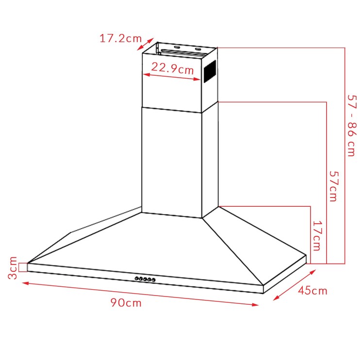 GRADE A1 - electriQ 90cm Traditional Stainless Steel Chimney Cooker Hood - 5 Year warranty