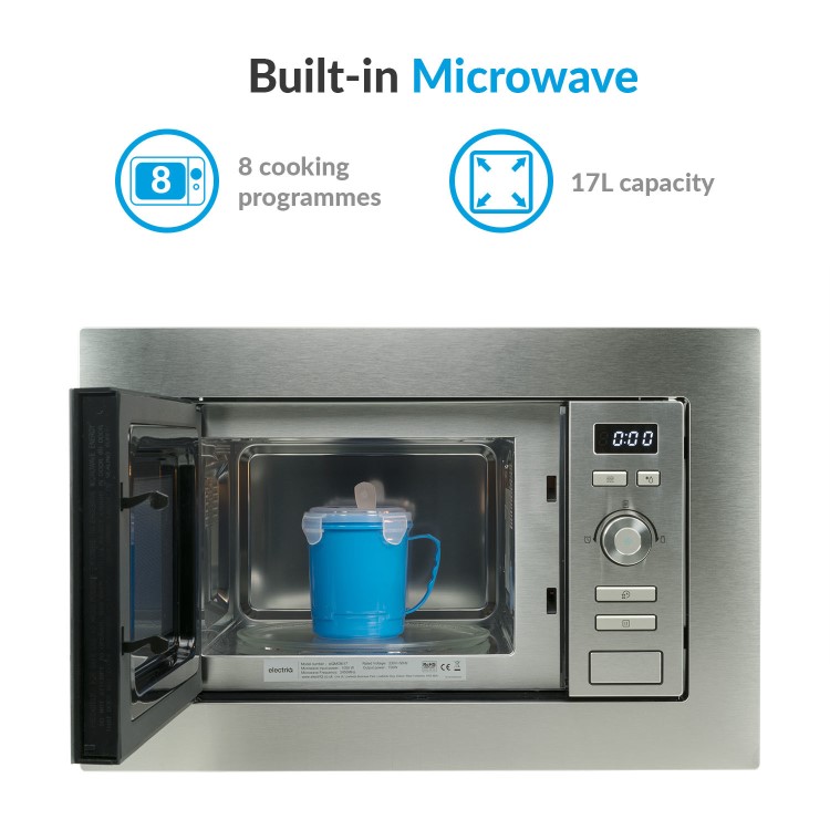 GRADE A1 - electriQ Built-in 17L Standard Microwave in Stainless Steel