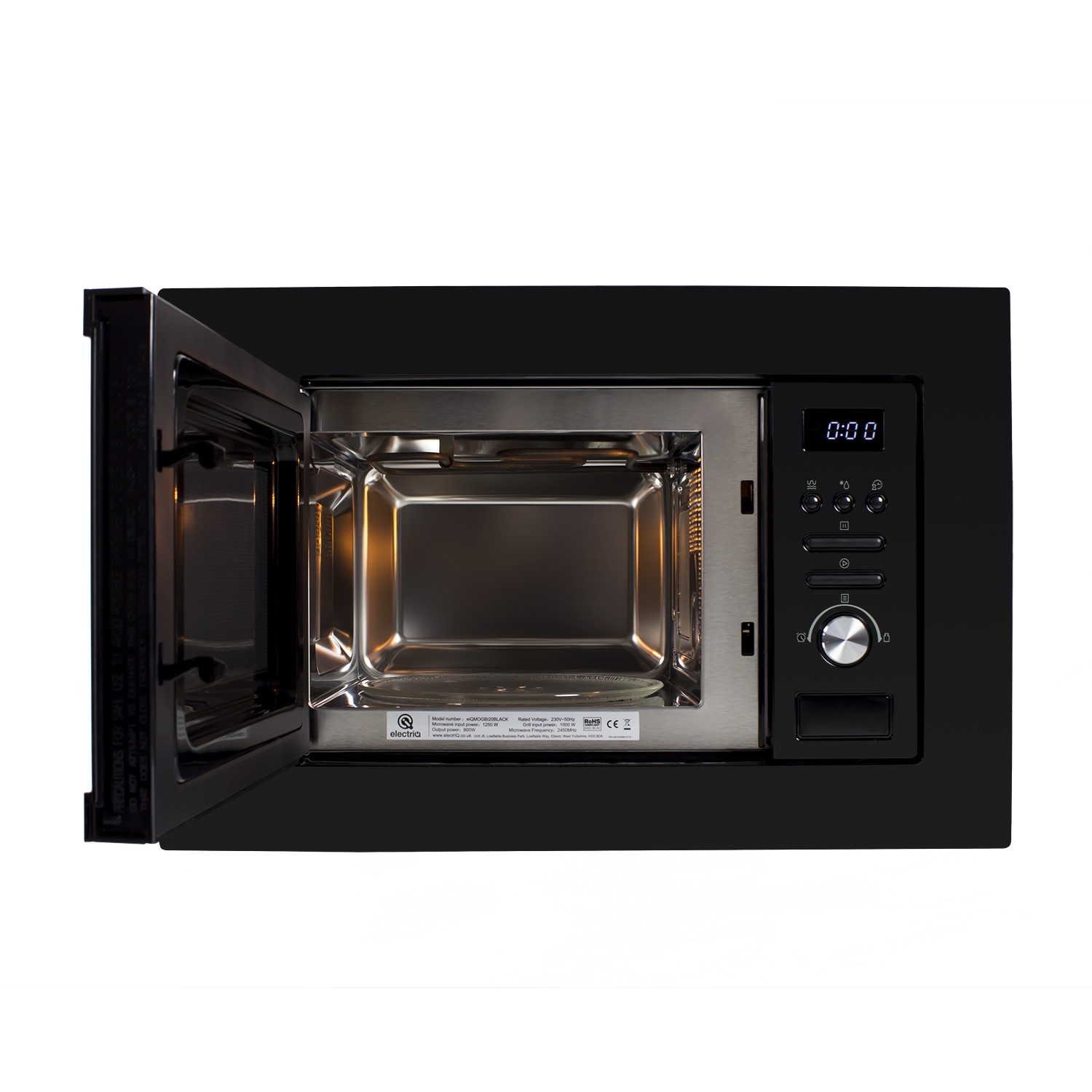 ElectrIQ 20L Built-in Microwave with Grill Black