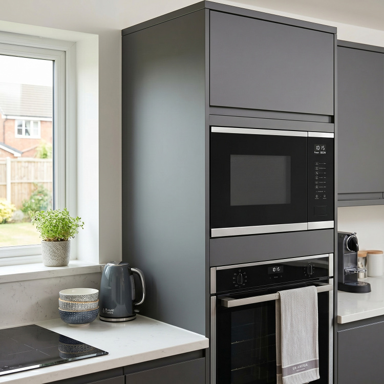 electriQ 25L Built-In Microwave with Grill - Black Glass and Stainless Steel