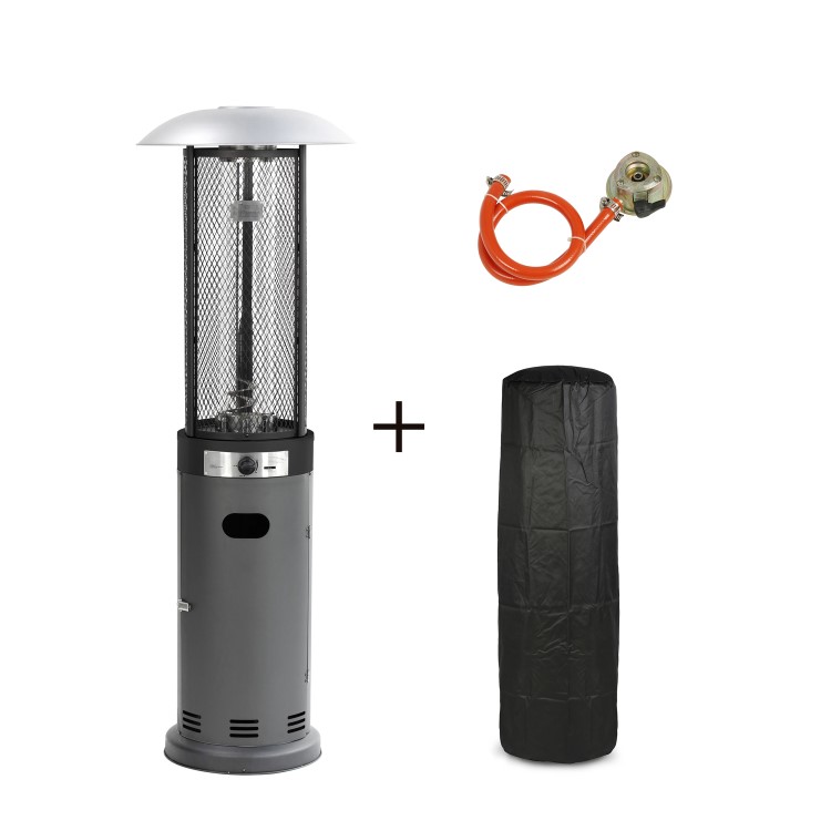 Refurbished electriQ Outdoor Freestanding Gas Patio Heater in Grey with Free Cover 