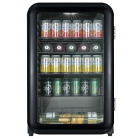 Refurbished electriQ eiQRETRO115DFBLK 115 Litre Retro Drinks Fridge Black