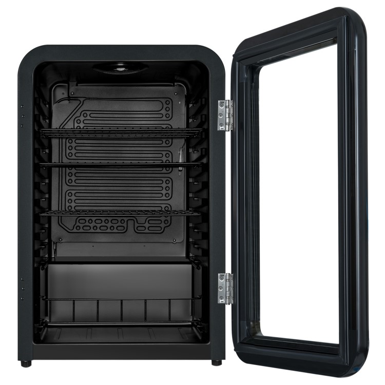 Refurbished electriQ eiQRETRO115DFBLK 115 Litre Retro Drinks Fridge Black