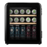 electriQ 48 Litre Retro Drinks Fridge - Glossy Black