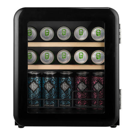 electriQ 48 Litre Retro Drinks Fridge - Glossy Black