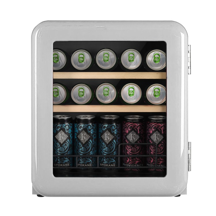 Refurbished electriQ eiQRETROTTDFWHT 48 Litre Retro Drinks Fridge White