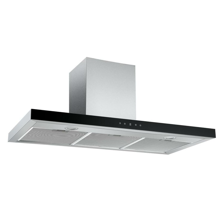 GRADE A1 - electriQ 100cm Slimline Box Touch Control Chimney Cooker Hood - Black Glass Front- 5 Year warranty
