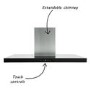 GRADE A1 - electriQ 100cm Slimline Box Touch Control Chimney Cooker Hood - Black Glass Front- 5 Year warranty