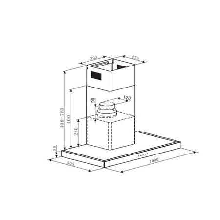 Refurbished electriQ 100cm Touch Control Wall Mounted Chimney Cooker Hood - Black Glass Front- 5 Year warranty