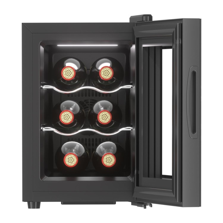 electriQ 6 Bottle Thermoelectric Freestanding Wine Cooler - Black