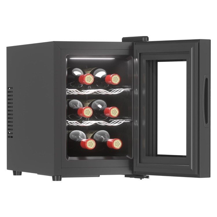 electriQ 6 Bottle Thermoelectric Freestanding Wine Cooler - Black