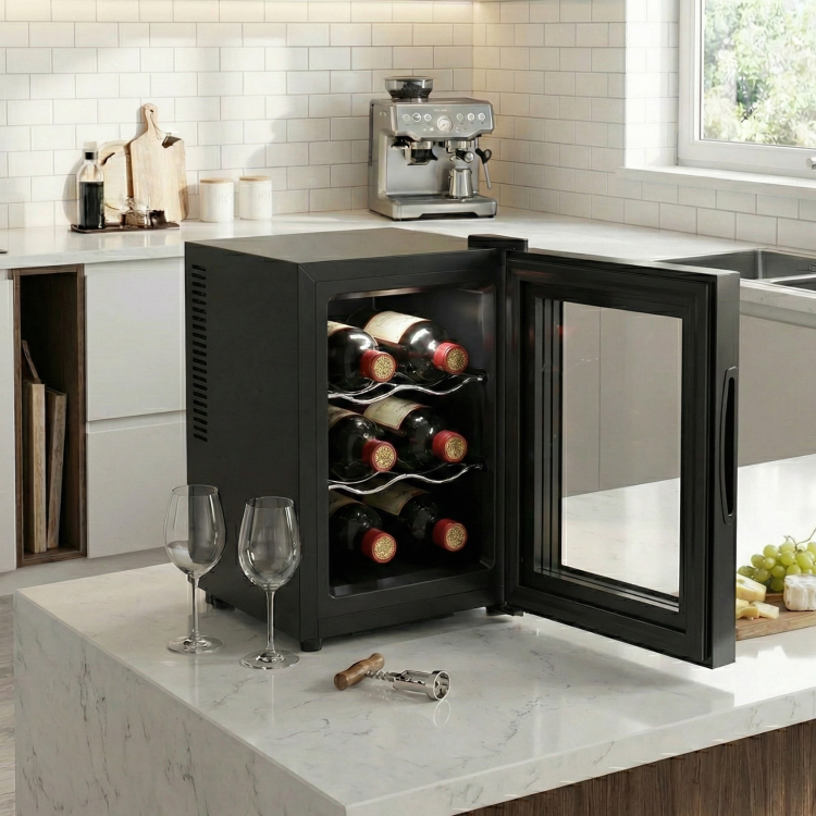 electriQ 6 Bottle Thermoelectric Wine Cooler - Compact Countertop Mini Wine Fridge