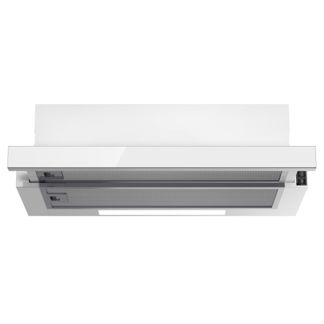 electriQ 60cm Telescopic Canopy Cooker Hood with LED lights - White