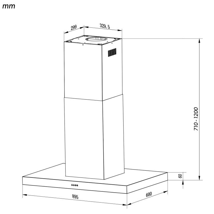 90cm Refurbished electriQ eiQTMISLANDSLIM 90cm Slimline Island Cooker Hood ...
