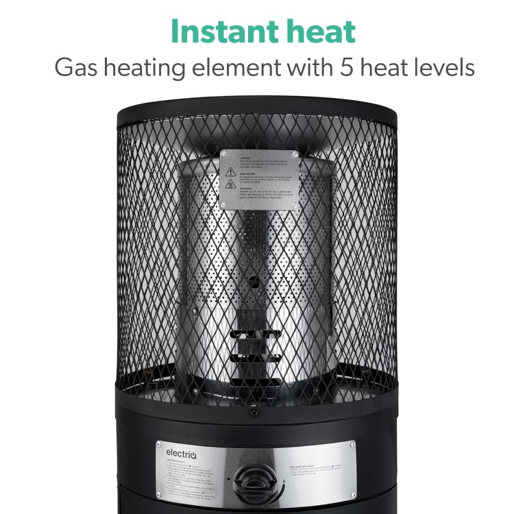 Refurbished electriQ eiQTTGBL Outdoor Gas Table Top Bullet Heater in Black