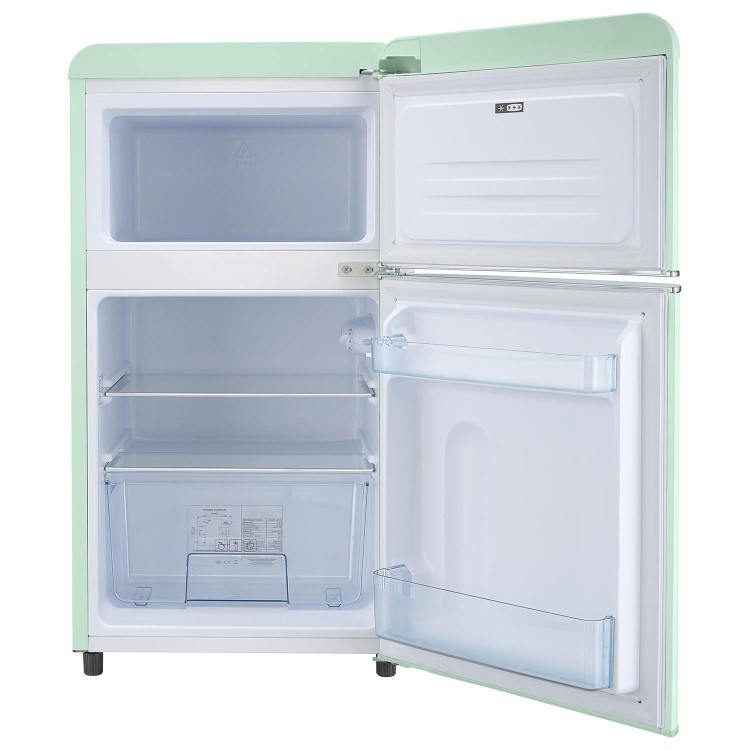 electriQ 80 Litre 70/30 Retro Freestanding Fridge Freezer - Mint Green
