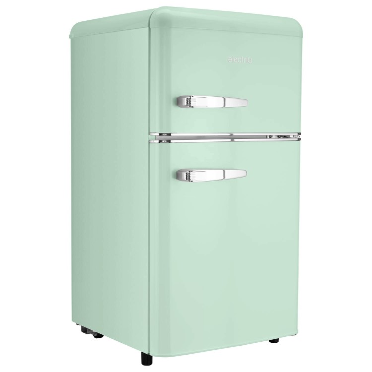 electriQ 80 Litre 70/30 Retro Freestanding Fridge Freezer - Mint Green