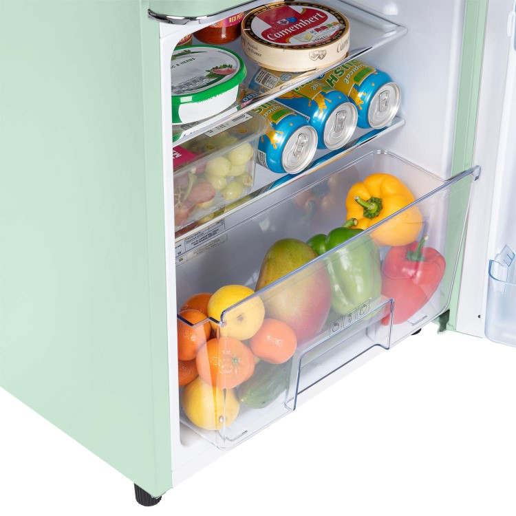electriQ 80 Litre 70/30 Retro Freestanding Fridge Freezer - Mint Green