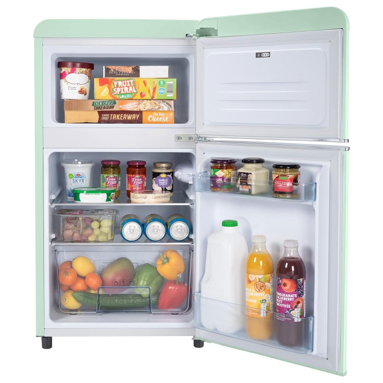 electriQ 80 Litre 70/30 Retro Freestanding Fridge Freezer - Mint Green