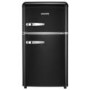 Refurbished electriQ eiQUCRETROFFMBLK Freestanding 80 Litre 70/30 Retro Fridge Freezer Matte Black