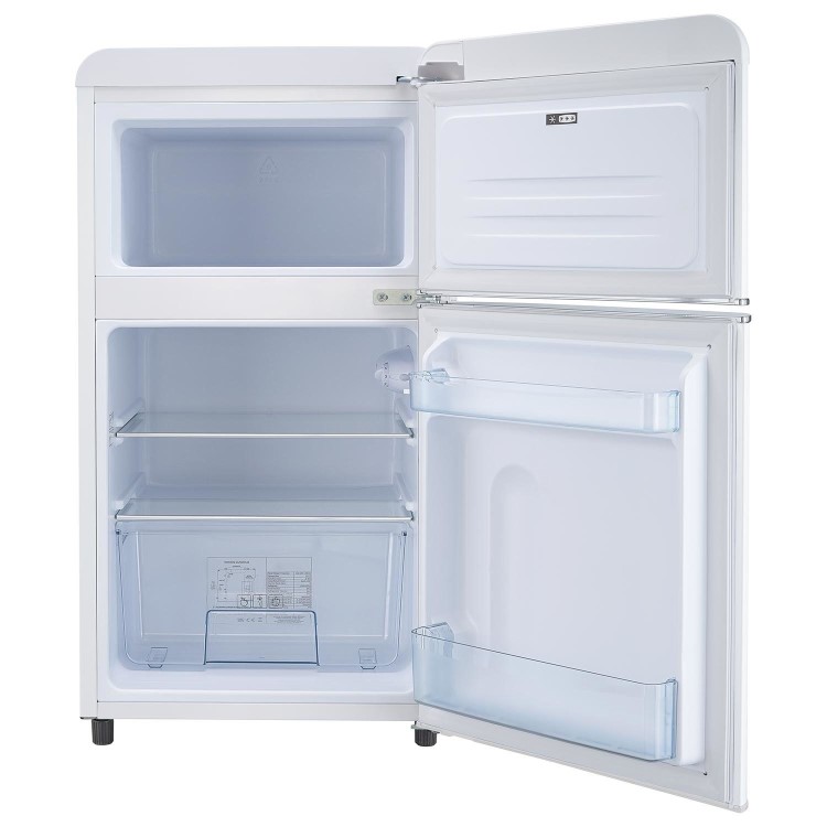 electriQ 80 Litre 70/30 Retro Freestanding Fridge Freezer - White