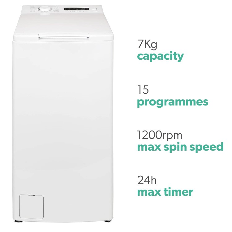 Refurbished electriQ eiQWMTL75C Freestanding 7.5KG 1200 Spin Top Loading Washing Machine 