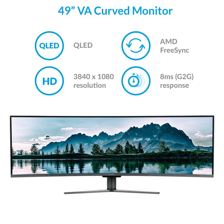 Refurbished electriQ 49" QLED FHD 144Hz Super UltraWide Curved Monitor