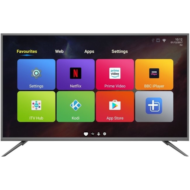 electriQ 50" 4K Ultra HD LED Android Smart TV with Freeview HD - Silver