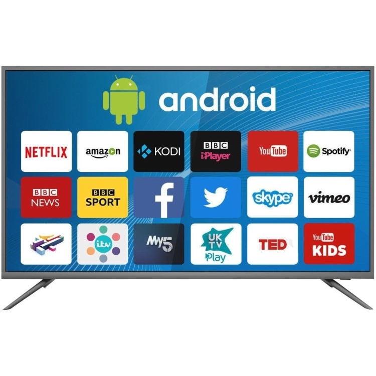 electriQ 50" 4K Ultra HD LED Android Smart TV with Freeview HD - Silver