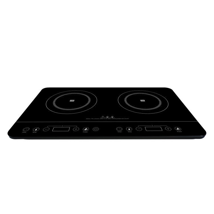 GRADE A1 - electriQ Portable Touch Control Dual Zone Induction Hob Black