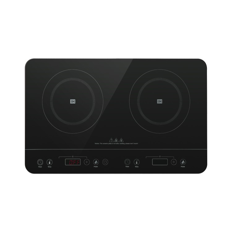 GRADE A1 - electriQ Portable Touch Control Dual Zone Induction Hob Black