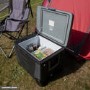 electriQ 45L Large Electric Plug In Portable Cool Box in Black with Wheels and Mains/12V Car Adapter
