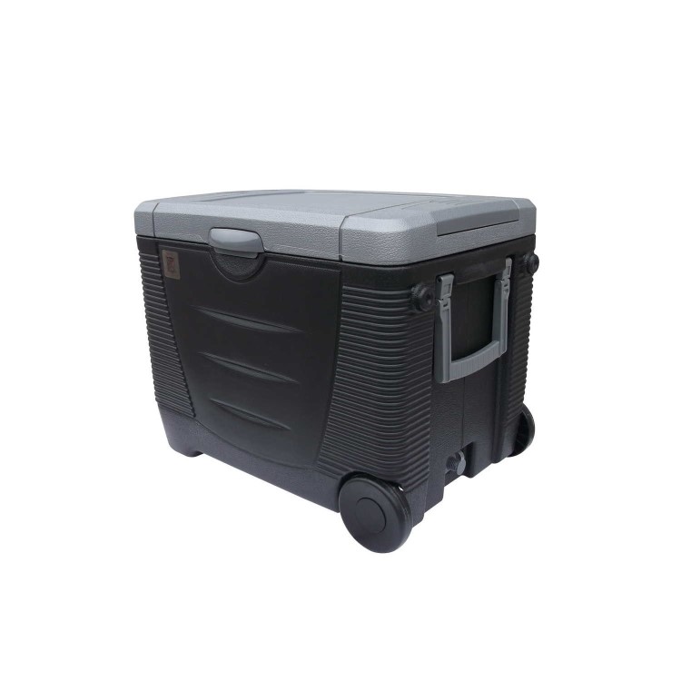 electriQ 45L Large Electric Plug In Portable Cool Box in Black with Wheels and Mains/12V Car Adapter