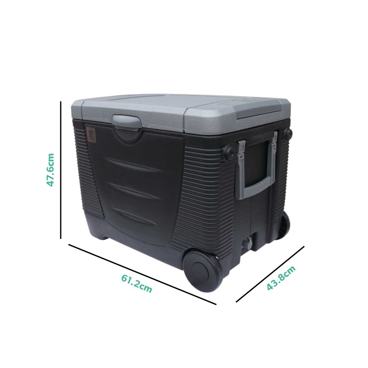 electriQ 45L Large Electric Plug In Portable Cool Box in Black with Wheels and Mains/12V Car Adapter