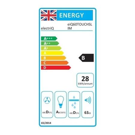 electriQ 60cm Touch Control Slimline Chimney Hood - Stainless Steel