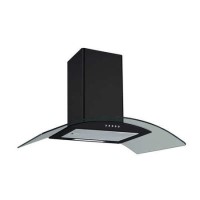 electriQ 70cm Curved Glass Chimney Cooker Hood - Black