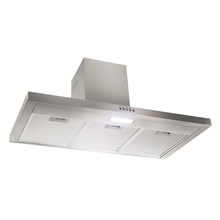 electriQ 90cm Slimline Push Button Control Cooker Hood - Stainless Steel